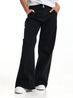 Джинсы черные подростковые палаццо для весны и лета 33-1074 черный - Mini maxi фото 7