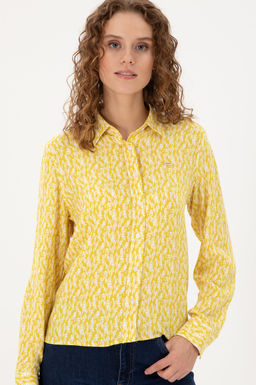 Женская желтая рубашка с длинным рукавом Неожиданная скидка в корзине - U.s. polo assn фото 3