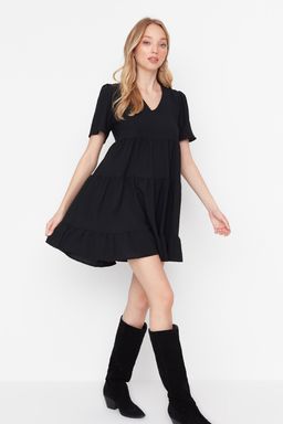 TRENDYOLMILLA Siyah Genis Kesim Mini Dokuma Elbise TWOSS20EL0400  фото 4