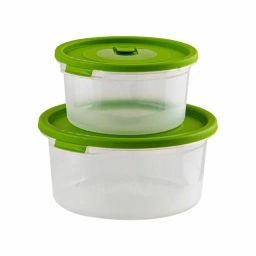 Контейнеры 2шт (0,4л+0,8л) Смайл круглые с клапаном (травяной)
