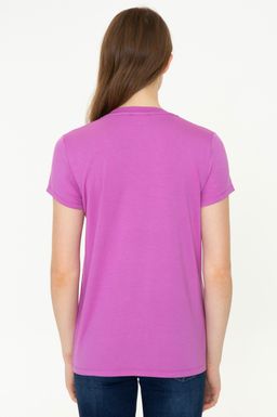 Женская фиолетовая футболка с V-образным вырезом Basic - U.s. polo assn фото 5