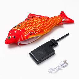 Игрушка для кошек Золотой окунь с двигающимся хвостом и с USB-зарядкой, 28 см - Пижон фото 2