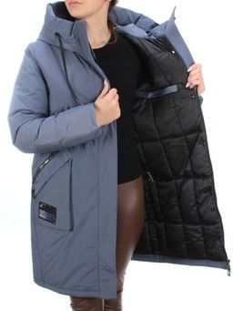21-968 GRAY/BLUE Пальто женское зимнее (200 гр. холлофайбера) - Фабричный китай фото 9