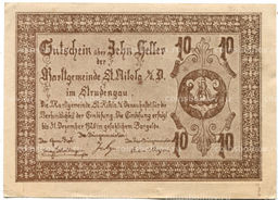 Банкнота 10 геллеров 1920 года Австрия  Санкт-Никола на Дунае (нотгельд)