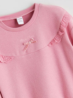 Bisiklet Yaka Bask?l? K?z ?ocuk Sweatshirt