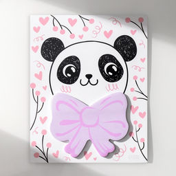 Магнит на холодильник с блоком для записей Панда с бантом, 12.5?15.7 см