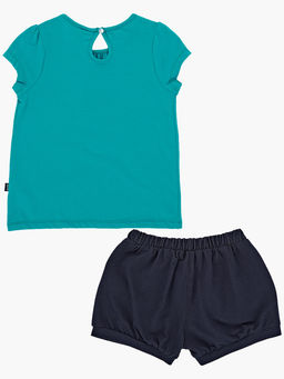 Комплект для девочки с шортами UD 3419/3420 изумрудный - Mini maxi фото 4
