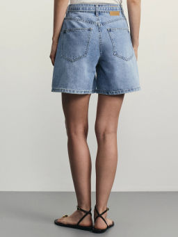 Джинсовые шорты А-силуэта с поясом / Zarina фото 5