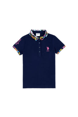 Темно-синяя базовая футболка для девочек - U.s. polo assn фото 9