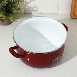 Кастрюля эмалированная «Бордо», 4 л, d=20 см, стеклянная крышка, индукция, цвет бордовый