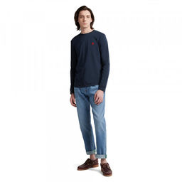 Мужская футболка с длинным рукавом Timberland Longsleeve Dun-River Crew Slim синяя  фото 5
