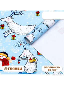 Цена за 10 шт. Бумага упаковочная новогодняя глянцевая «Морозный день!», 70×100 см