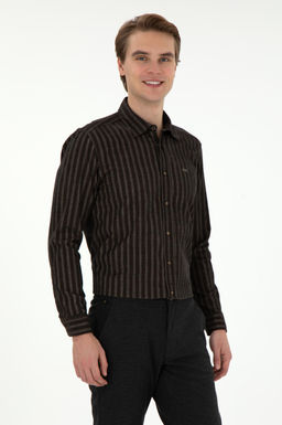 Мужская рубашка цвета хаки с длинным рукавом Неожиданная скидка в корзине