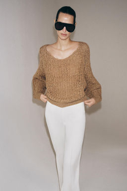 JERSEY PUNTO CINTA ENTRELAZADA / Camel claro - Zara фото 5