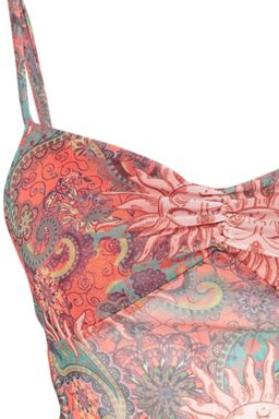 Trendyolmilla Ekru Bask?l? S?rt? Capraz Ask?l? Asimetrik Etek Uclu Tul Orme Bluz TWOSS23BZ00566 фото 17