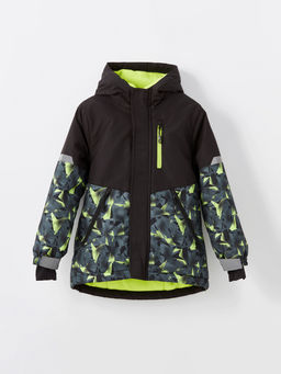 Kap??onlu Bask?l? Reflekt?r Detayl? Erkek ?ocuk Mont