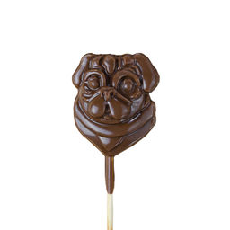 Фигурка Мопс на палочке из молочного шоколада