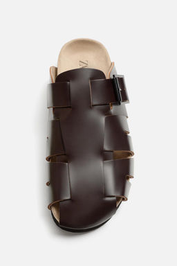 LEATHER CLOG CAGE SANDALS - Zara фото 7