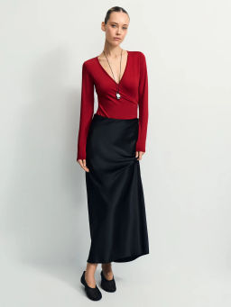 Боди с длинным рукавом и V-образным вырезом / Zarina