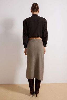 Siyah-Beyaz Anvelop Detayl? Midi Dokuma Etek TWOAW26ET00157 - Trendyolmilla фото 10