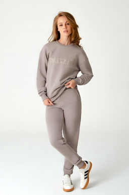 Арт. 2520/1 Костюм с брюками женский 44-52 (5 шт) Цвет:верх- бежевый, низ- бежевый