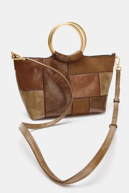 PATCHWORK MINI BUCKET BAG WITH RIGID HANDLES - Zara фото 9