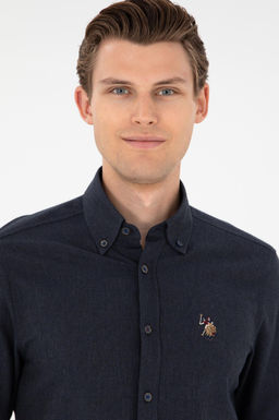 Мужская темно-синяя базовая рубашка с длинным рукавом Неожиданная скидка в корзине - U.s. polo assn фото 2
