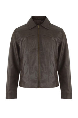 Kahverengi Regular Fit %100 PU Suni Deri Erkek Mont TMNAW26MO00010 - Trendyolmilla фото 5