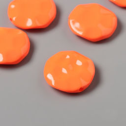 Цена за 10 шт. Бусины для творчества акрил «Плоский мятый круг», оранжевый 2.5×2.5×0.6 см