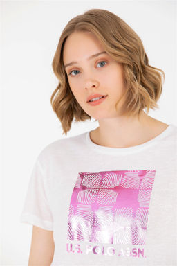 U. S. Polo Assn Женская футболка цвета экрю с круглым вырезом - U.s. polo assn фото 11