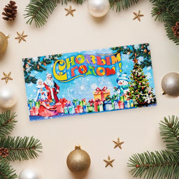 Цена за 10 шт. Конверт для денег «С Новым Годом!», 16×8 см