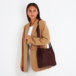 Сумка-мешок на кнопке, цвет бордовый - Simaland фото 2