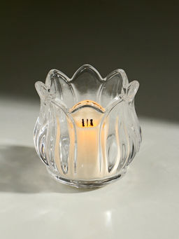Цена за 2шт. Стеклянный подсвечник на 1 свечу Подснежник, прозрачный, 7?7?7 см
