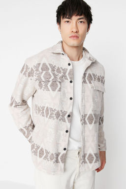 TRENDYOL MAN Ekru Unisex Regular Fit Cift Cep Kapakl? Etnik K?sl?k Oduncu Ceket Gomlek TMNAW23GO00119 - Trendyolmilla фото 11