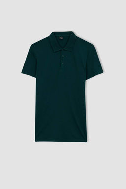 Базовая хлопковая футболка с короткими рукавами и воротником-поло Slim Fit - Defacto фото 7