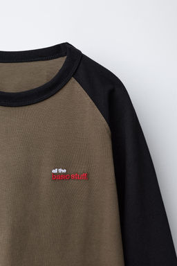 RAGLAN SLEEVE T-SHIRT WITH EMBROIDERED TEXT - Zara фото 3