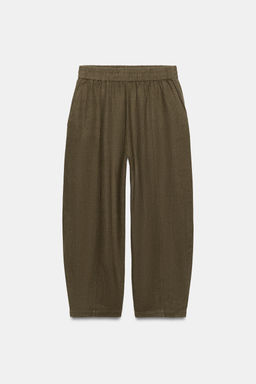 PANTAL?N BARREL CON LINO / Khaki - Zara фото 7