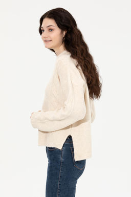 U. S. Polo Assn Женский кремовый свитер Mealnj с v-образным вырезом - U.s. polo assn фото 4