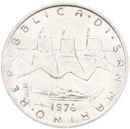 Монета 1 лира 1976 года Сан-Марино
