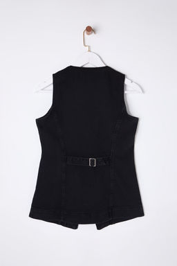 Trendyolmilla Siyah Dikis Detayl? Arkas? Kemer Tokal? Fitted/Vucuda Oturan Denim Yelek TWOSS25YE00022  фото 7