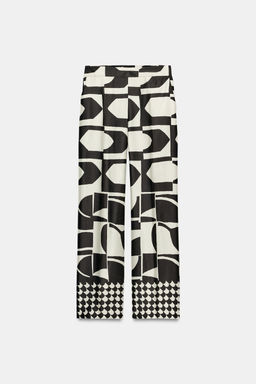 PANTAL?N ESTAMPADO GEOM?TRICO / Crudo / Negro - Zara фото 6