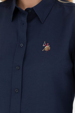 Женская базовая рубашка темно-синего цвета с длинным рукавом - U.s. polo assn фото 7