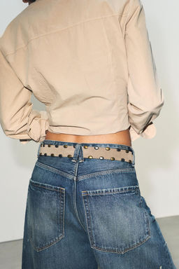 100% SUEDE LEATHER BELT WITH STUDS - Zara фото 3