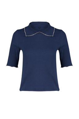 Trendyolmilla Siyah Yaka Detayl? Regular/Normal Kal?p Orme Orme Bluz TWOSS24BZ00194 фото 10