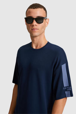 Erkek Lacivert Comfort Fit Bisiklet Yaka Ti__rt