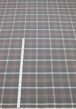 Вареный (стираный) хлопок Клетка (цв.белый/лососевый) на сером, ш.2.5м, хл-100%, 115гр/м.кв - Купава фото 2