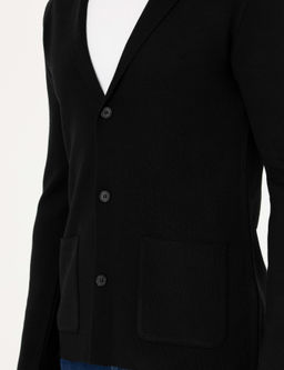 Черный трикотажный кардиган приталенного кроя с v-образным вырезом - Cacharel фото 7