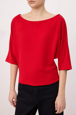 Antrasit Relaxed Kay?k Yaka Yarasa Kol Truvakar Crop Soft Touch Orme Bluz TWOSS26BZ00059 - Trendyolmilla фото 15