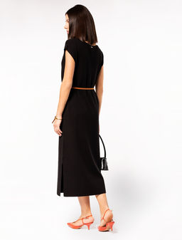 VILATTE / Платье из вискозы, связанное плетением интерлок с ремешком  фото 5