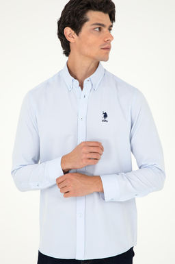 Мужская голубая базовая рубашка с длинным рукавом - U.s. polo assn фото 3